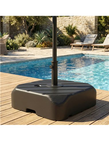 Outsunny Garden Parasol Base with Wheels, Telescopic Handle, 72 kg /45 kg Fillable Sun Umbrella Base Parasol Stand, Black