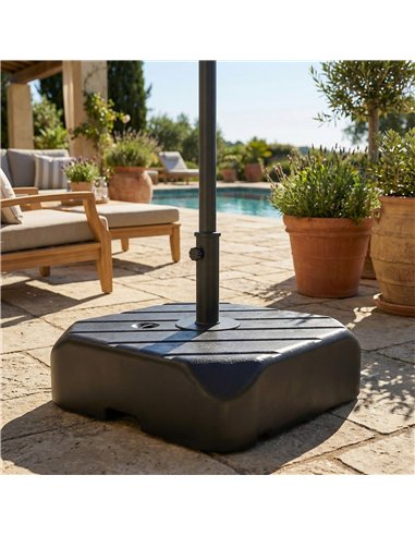 Outsunny Garden Parasol Base with Wheels, Telescopic Handle, 72 kg /45 kg Fillable Sun Umbrella Base Parasol Stand, Black