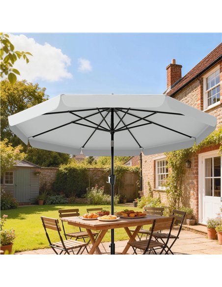 Outsunny 3 m Garden Parasol with Tilt Mechanism & Crank Handle, UPF 30+ Patio Umbrella Outdoor Table Umbrella, Light Grey - pic 189284 | FastDaddyshop