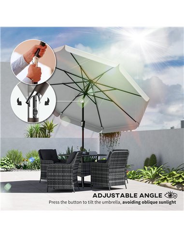 Outsunny 3 m Garden Parasol with Tilt Mechanism & Crank Handle, UPF 30+ Patio Umbrella Outdoor Table Umbrella, Light Grey