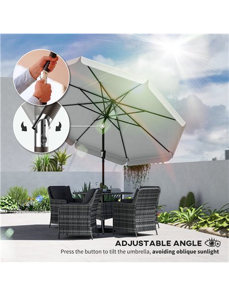 Outsunny 3 m Garden Parasol with Tilt Mechanism & Crank Handle, UPF 30+ Patio Umbrella Outdoor Table Umbrella, Light Grey - pic 189286 | FastDaddyshop