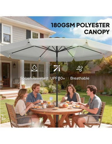 Outsunny 3 m Garden Parasol with Tilt Mechanism & Crank Handle, UPF 30+ Patio Umbrella Outdoor Table Umbrella, Light Grey