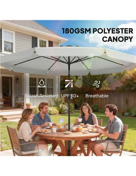 Outsunny 3 m Garden Parasol with Tilt Mechanism & Crank Handle, UPF 30+ Patio Umbrella Outdoor Table Umbrella, Light Grey - pic 189288 | FastDaddyshop