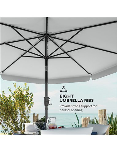 Outsunny 3 m Garden Parasol with Tilt Mechanism & Crank Handle, UPF 30+ Patio Umbrella Outdoor Table Umbrella, Light Grey