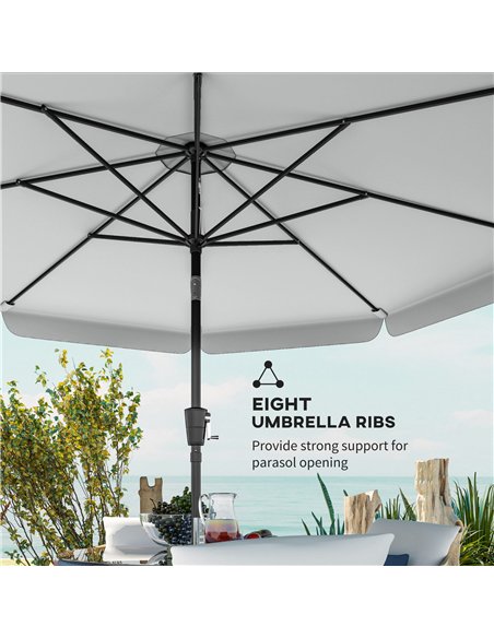 Outsunny 3 m Garden Parasol with Tilt Mechanism & Crank Handle, UPF 30+ Patio Umbrella Outdoor Table Umbrella, Light Grey - pic 189289 | FastDaddyshop