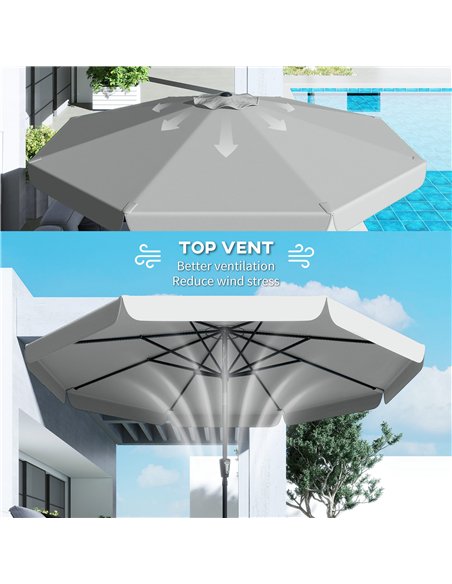 Outsunny 3 m Garden Parasol with Tilt Mechanism & Crank Handle, UPF 30+ Patio Umbrella Outdoor Table Umbrella, Light Grey - pic 189290 | FastDaddyshop