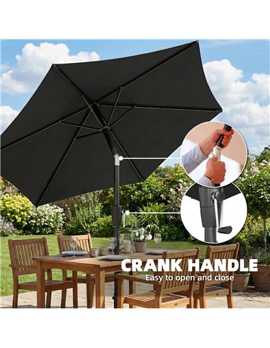 Outsunny 2m Garden Parasol Umbrella, Outdoor Table Parasol Umbrella with Crank Handle, Tilt Function, UV30+ Protection