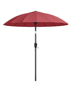 Outsunny 2 m Shanghai Garden Parasol Umbrella with 16 Fibreglass Ribs, Outdoor Parasol Sun Shade with Crank & Tilt, Wine Red