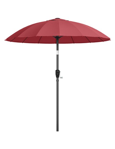 Outsunny 2 m Shanghai Garden Parasol Umbrella with 16 Fibreglass Ribs, Outdoor Parasol Sun Shade with Crank & Tilt, Wine Red - pic 189301 | FastDaddyshop
