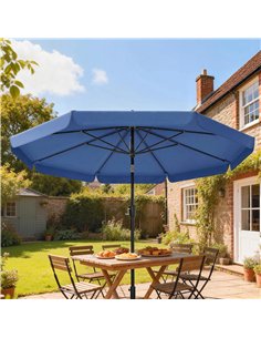 Outsunny 3 m Garden Parasol with Tilt Mechanism & Crank Handle, UPF 30+ Patio Umbrella Outdoor Table Umbrella, Dark Blue 2