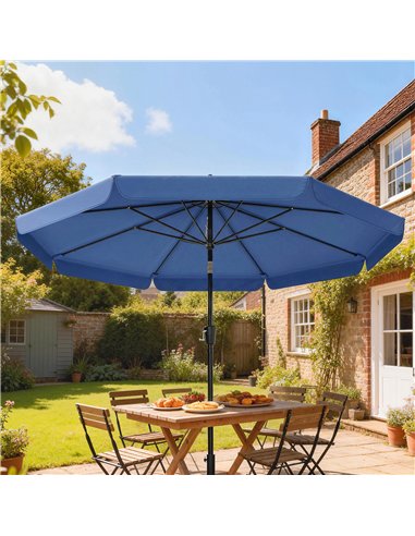 Outsunny 3 m Garden Parasol with Tilt Mechanism & Crank Handle, UPF 30+ Patio Umbrella Outdoor Table Umbrella, Dark Blue