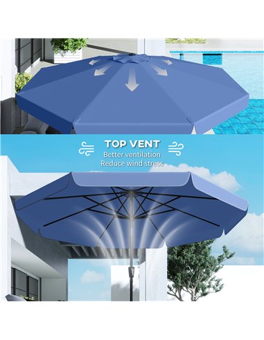 Outsunny 3 m Garden Parasol with Tilt Mechanism & Crank Handle, UPF 30+ Patio Umbrella Outdoor Table Umbrella, Dark Blue