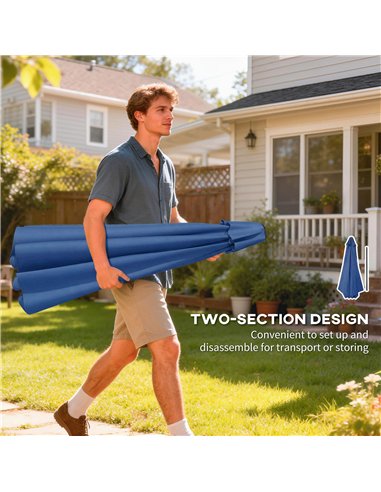 Outsunny 3 m Garden Parasol with Tilt Mechanism & Crank Handle, UPF 30+ Patio Umbrella Outdoor Table Umbrella, Dark Blue