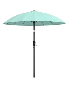 Outsunny 2 m Shanghai Garden Parasol Umbrella with 16 Fibreglass Ribs, Outdoor Parasol Sun Shade with Crank & Tilt, Turquoise