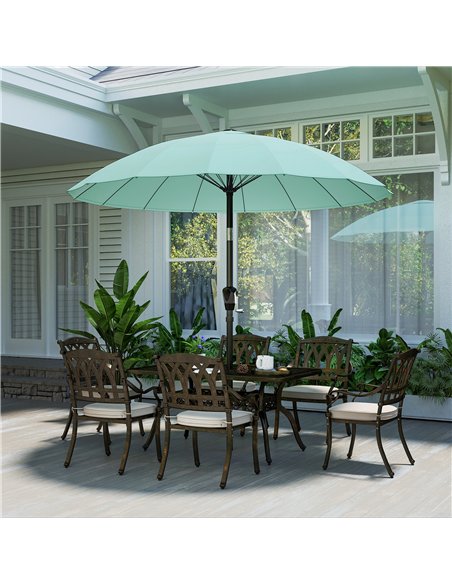 Outsunny 2 m Shanghai Garden Parasol Umbrella with 16 Fibreglass Ribs, Outdoor Parasol Sun Shade with Crank & Tilt, Turquoise - pic 189335 | FastDaddyshop