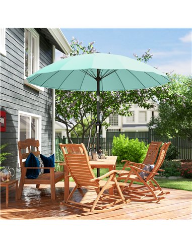 Outsunny 2 m Shanghai Garden Parasol Umbrella with 16 Fibreglass Ribs, Outdoor Parasol Sun Shade with Crank & Tilt, Turquoise