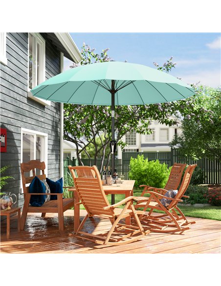 Outsunny 2 m Shanghai Garden Parasol Umbrella with 16 Fibreglass Ribs, Outdoor Parasol Sun Shade with Crank & Tilt, Turquoise - pic 189336 | FastDaddyshop