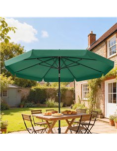 Outsunny 3 m Garden Parasol with Tilt Mechanism & Crank Handle, UPF 30+ Patio Umbrella Outdoor Table Umbrella, Green 2