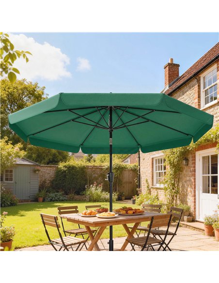 Outsunny 3 m Garden Parasol with Tilt Mechanism & Crank Handle, UPF 30+ Patio Umbrella Outdoor Table Umbrella, Green - pic 189338 | FastDaddyshop