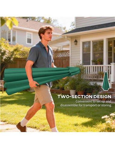 Outsunny 3 m Garden Parasol with Tilt Mechanism & Crank Handle, UPF 30+ Patio Umbrella Outdoor Table Umbrella, Green