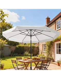 Outsunny 3 m Garden Parasol with Tilt Mechanism & Crank Handle, UPF 30+ Patio Umbrella Outdoor Table Umbrella, Cream White 2