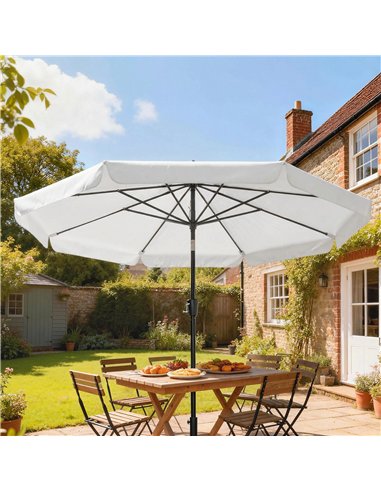 Outsunny 3 m Garden Parasol with Tilt Mechanism & Crank Handle, UPF 30+ Patio Umbrella Outdoor Table Umbrella, Cream White