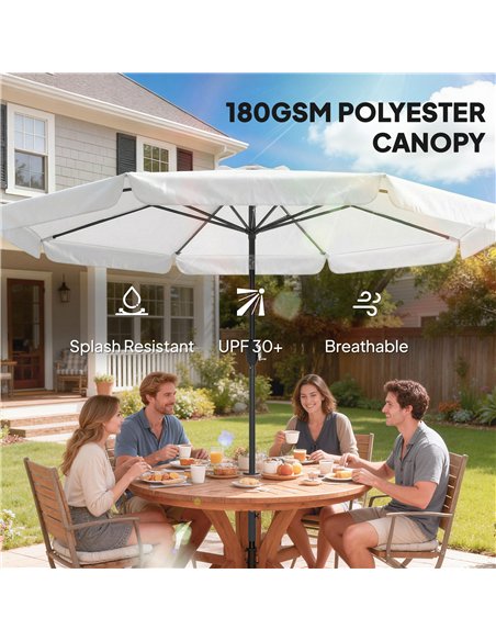 Outsunny 3 m Garden Parasol with Tilt Mechanism & Crank Handle, UPF 30+ Patio Umbrella Outdoor Table Umbrella, Cream White - pic 189351 | FastDaddyshop