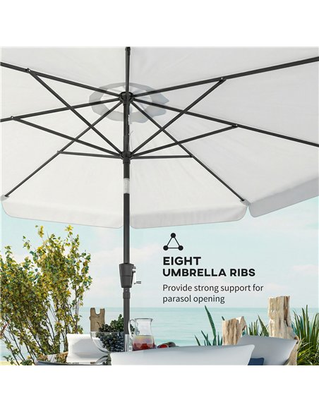 Outsunny 3 m Garden Parasol with Tilt Mechanism & Crank Handle, UPF 30+ Patio Umbrella Outdoor Table Umbrella, Cream White - pic 189352 | FastDaddyshop