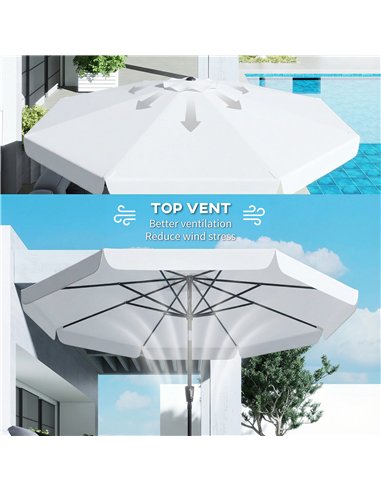 Outsunny 3 m Garden Parasol with Tilt Mechanism & Crank Handle, UPF 30+ Patio Umbrella Outdoor Table Umbrella, Cream White