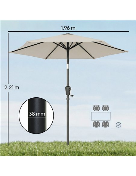 Outsunny 2m Garden Parasol Umbrella, Outdoor Table Parasol Umbrella with Crank Handle, Tilt Function, UV30+ Protection - pic 189357 | FastDaddyshop