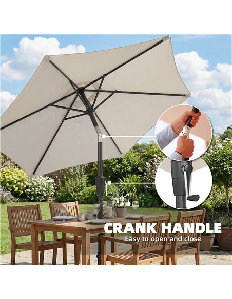 Outsunny 2m Garden Parasol Umbrella, Outdoor Table Parasol Umbrella with Crank Handle, Tilt Function, UV30+ Protection - pic 189361 | FastDaddyshop