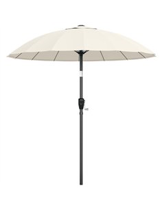 Outsunny 2 m Shanghai Garden Parasol Umbrella with 16 Fibreglass Ribs, Outdoor Parasol Sun Shade with Crank & Tilt, Cream White