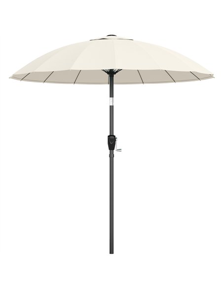 Outsunny 2 m Shanghai Garden Parasol Umbrella with 16 Fibreglass Ribs, Outdoor Parasol Sun Shade with Crank & Tilt, Cream White - pic 189364 | FastDaddyshop