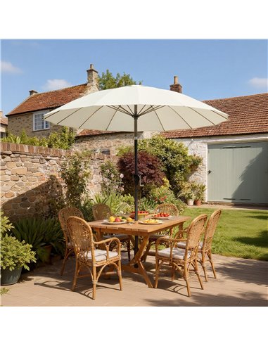 Outsunny 2 m Shanghai Garden Parasol Umbrella with 16 Fibreglass Ribs, Outdoor Parasol Sun Shade with Crank & Tilt, Cream White