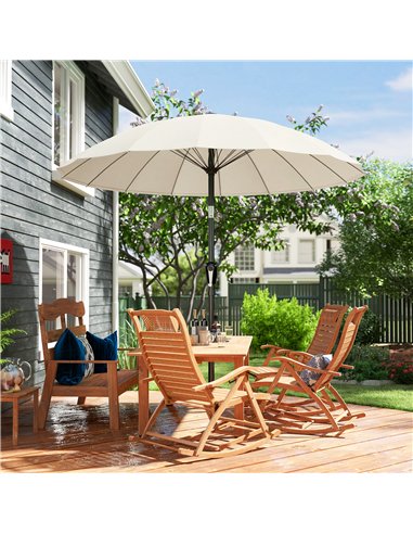 Outsunny 2 m Shanghai Garden Parasol Umbrella with 16 Fibreglass Ribs, Outdoor Parasol Sun Shade with Crank & Tilt, Cream White