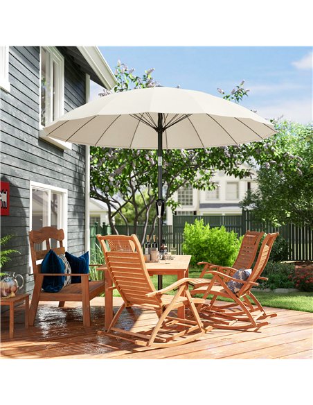 Outsunny 2 m Shanghai Garden Parasol Umbrella with 16 Fibreglass Ribs, Outdoor Parasol Sun Shade with Crank & Tilt, Cream White - pic 189372 | FastDaddyshop