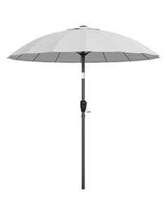 Outsunny 2 m Shanghai Garden Parasol Umbrella with 16 Fibreglass Ribs, Outdoor Parasol Sun Shade with Crank & Tilt, Light Grey