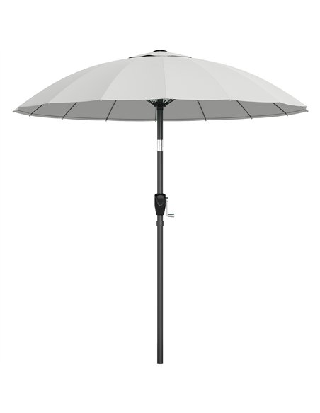 Outsunny 2 m Shanghai Garden Parasol Umbrella with 16 Fibreglass Ribs, Outdoor Parasol Sun Shade with Crank & Tilt, Light Grey - pic 189391 | FastDaddyshop
