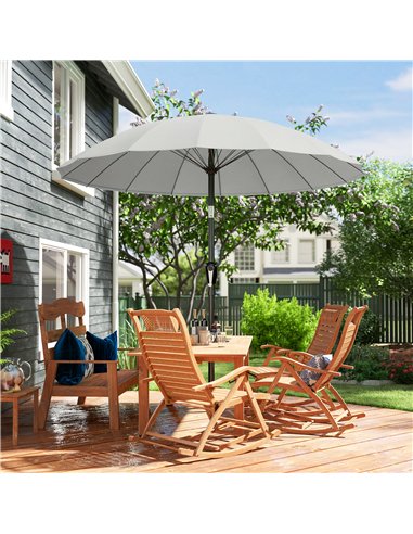 Outsunny 2 m Shanghai Garden Parasol Umbrella with 16 Fibreglass Ribs, Outdoor Parasol Sun Shade with Crank & Tilt, Light Grey