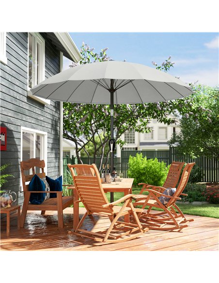 Outsunny 2 m Shanghai Garden Parasol Umbrella with 16 Fibreglass Ribs, Outdoor Parasol Sun Shade with Crank & Tilt, Light Grey - pic 189399 | FastDaddyshop