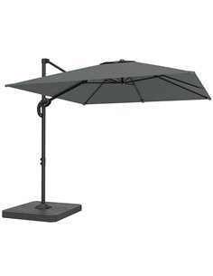 Outsunny 2.4 x 2.4m Cantilever Parasol with Umbrella Weights, UPF50+ Offset Outdoor Umbrella w/ Easy Tilt Adjustment, Dark Grey
