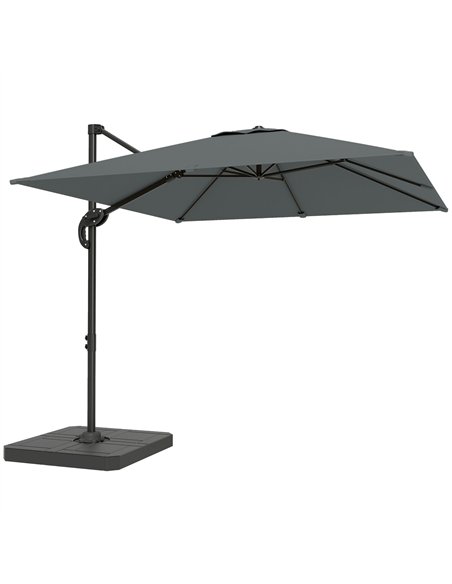 Outsunny 2.4 x 2.4m Cantilever Parasol with Umbrella Weights, UPF50+ Offset Outdoor Umbrella w/ Easy Tilt Adjustment, Dark Grey - pic 189400 | FastDaddyshop