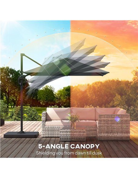 Outsunny 2.4 x 2.4m Cantilever Parasol with Umbrella Weights, UPF50+ Offset Outdoor Umbrella w/ Easy Tilt Adjustment, Dark Grey - pic 189407 | FastDaddyshop