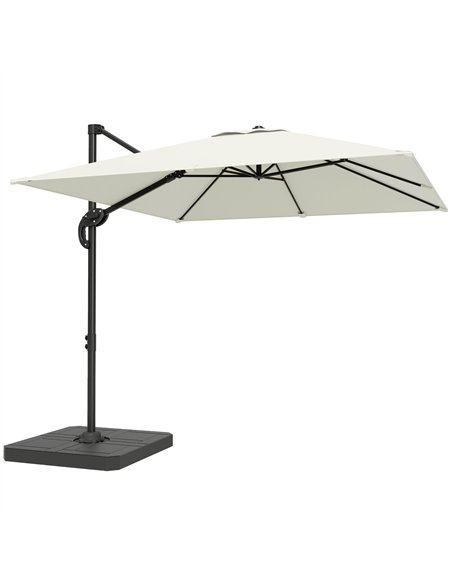Outsunny 2.4 x 2.4m Cantilever Parasol with Umbrella Weights, UPF50+ Offset Outdoor Umbrella w/ Easy Tilt Adjustment, Cream Whit - pic 189409 | FastDaddyshop