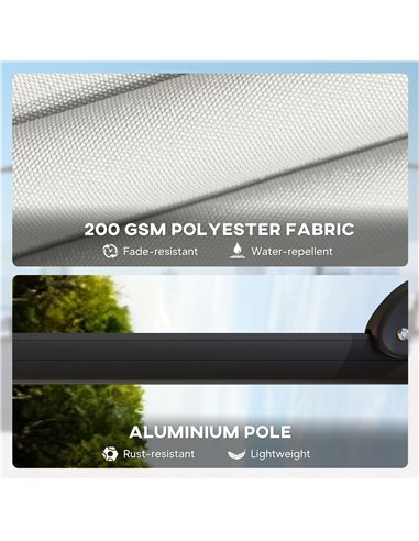 Outsunny 2.4 x 2.4m Cantilever Parasol with Umbrella Weights, UPF50+ Offset Outdoor Umbrella w/ Easy Tilt Adjustment, Cream Whit