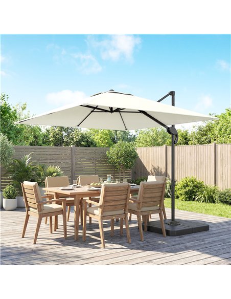 Outsunny 2.4 x 2.4m Cantilever Parasol with Umbrella Weights, UPF50+ Offset Outdoor Umbrella w/ Easy Tilt Adjustment, Cream Whit - pic 189417 | FastDaddyshop