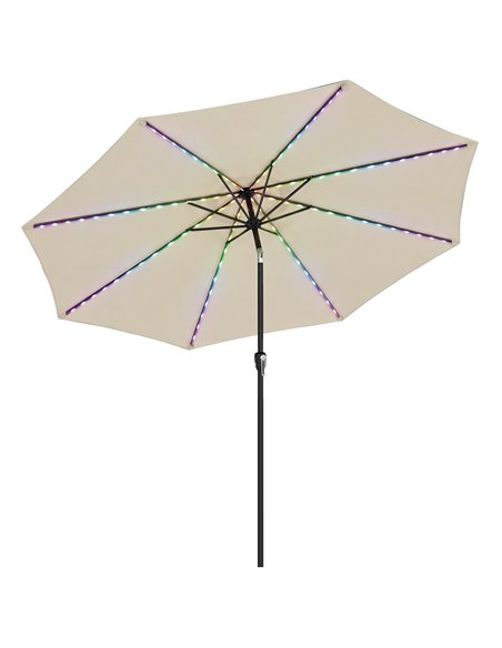 Outsunny 3 m Garden Parasol Umbrella with 112 Solar Powered LED Lights, Patio Umbrella with Crank Handle, Beige - pic 189418 | FastDaddyshop