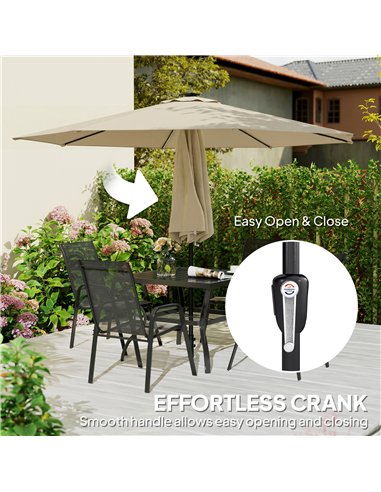 Outsunny 3 m Garden Parasol Umbrella with 112 Solar Powered LED Lights, Patio Umbrella with Crank Handle, Beige