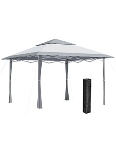 Outsunny 4x4m Pop-up Canopy Gazebo Tent with Roller Bag & Adjustable Legs, Steel Frame, White & Grey