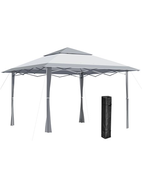 Outsunny 4x4m Pop-up Canopy Gazebo Tent with Roller Bag & Adjustable Legs, Steel Frame, White & Grey - pic 18943 | FastDaddyshop